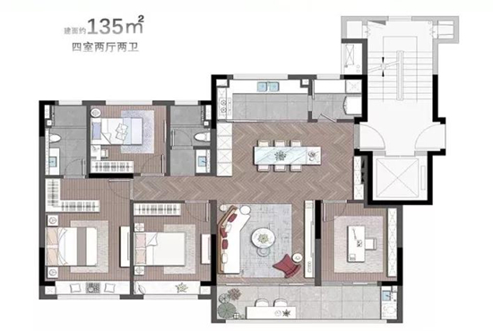 万科首开新悦光年135㎡户型图